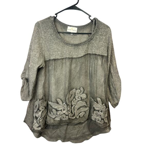 Belle France Women's Layered Sweater Silk Mohair sequin Embellished large - Picture 1 of 5